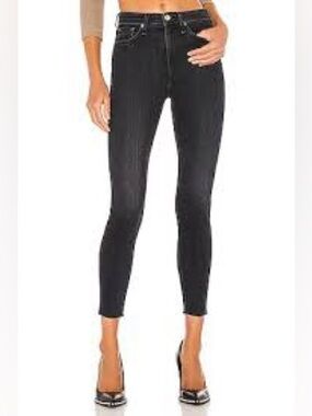 RAG & BONE Nina High-Rise Ankle Skinny Black Wash Gray Denim Jeans 29 Cropped
